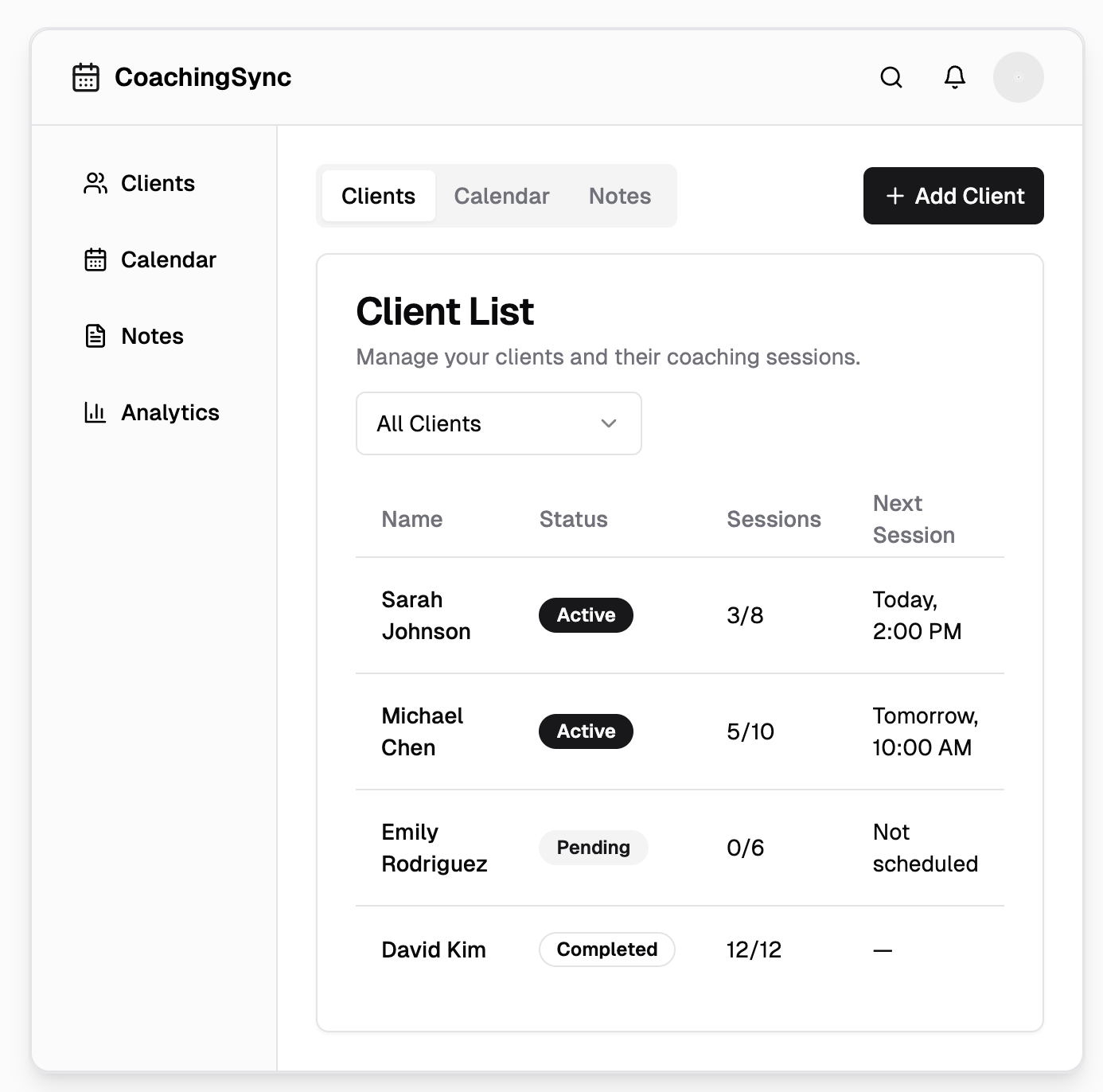 Client List Preview